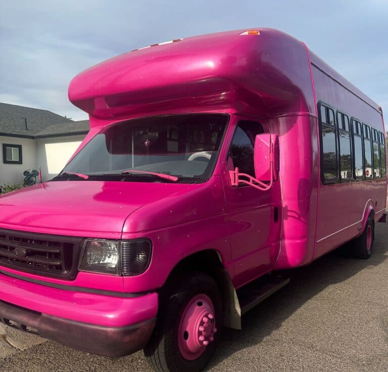 Pink 22-Passenger Party Bus